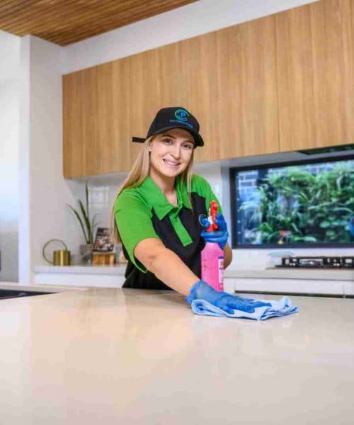 Professional office cleaning team at work